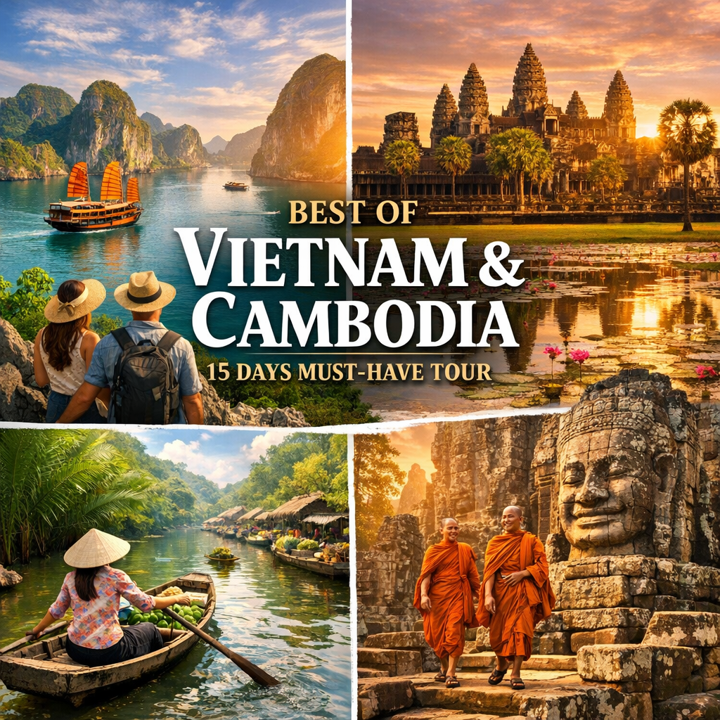 Illustration of Best of Vietnam and Cambodia 15 Days Must-Have Tour