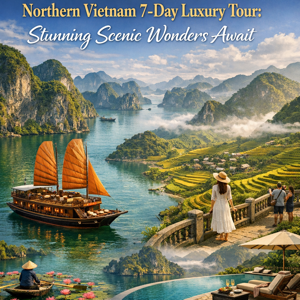 Illustration of Northern Vietnam 7-Day Luxury Tour: Stunning Scenic Wonders Await