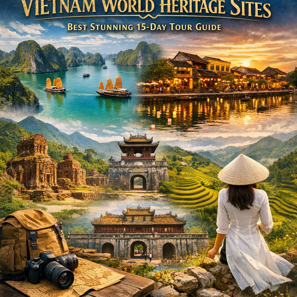 Illustration of Vietnam World Heritage Sites: Best Stunning 15-Day Tour Guide